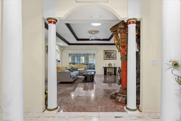 a living room with furniture