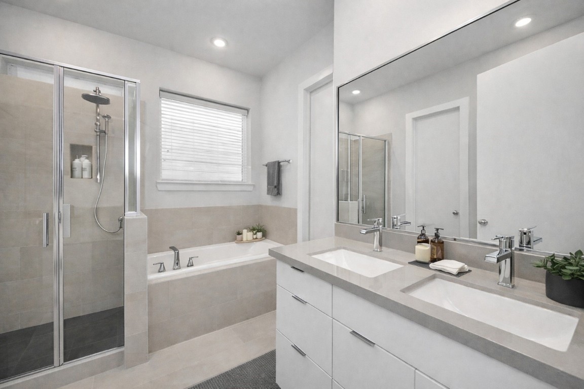 608 Thornton Road, Unit A Houston, TX 77018 - Photo 10 of 44 a bathroom with a double vanity sink mirror and double