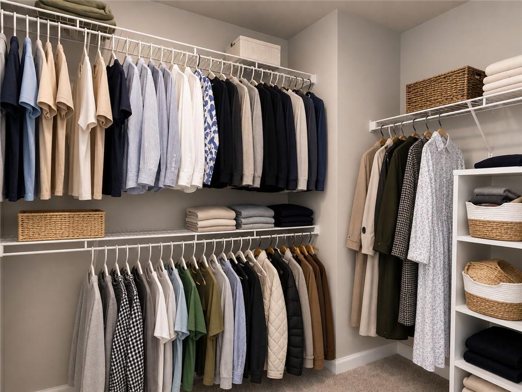 3359 Elkhorn Ridge Run Dacula, GA 30019 - Photo 32 of 35 a view of walk in closet with clothes and shoes