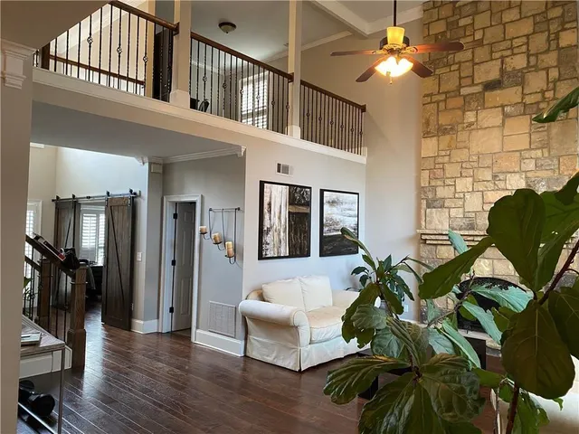 a living room with furniture