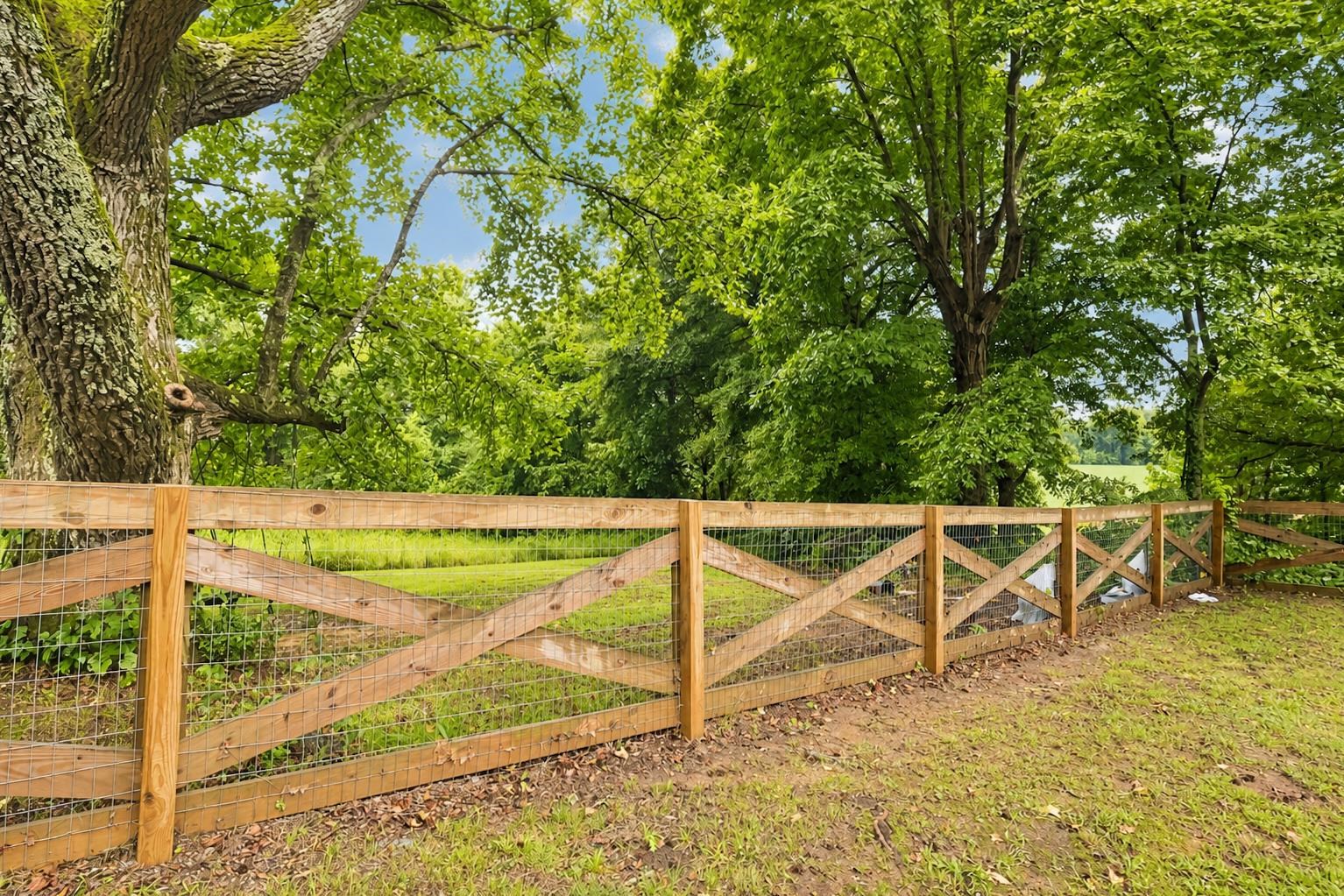 10093 Mt Carmel Road Brighton, TN 38011 - Photo 9 of 36 Newly installed wooden cross-buck fence with wire mesh