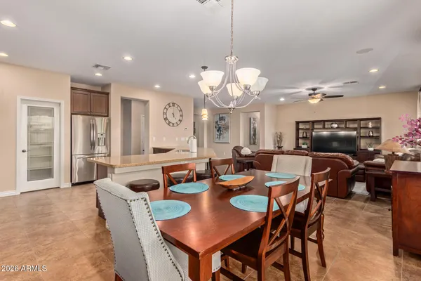 a view of a dining area with furniture