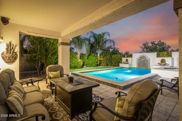 a outdoor space with furniture