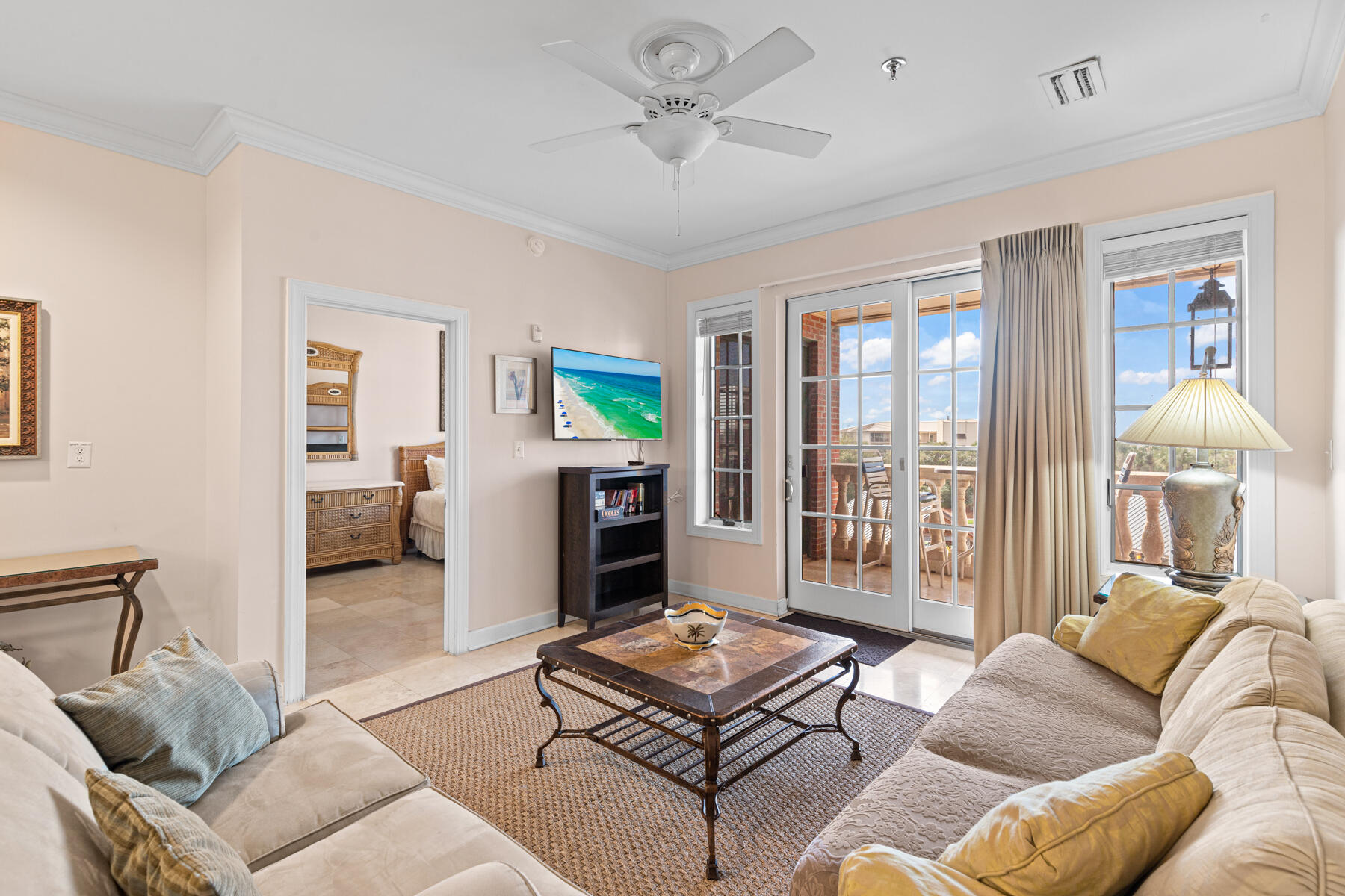 10343 East County Highway 30A, Unit 312D Inlet Beach, FL 32413 - Photo 4 of 19 a living room with furniture and a floor to ceiling window