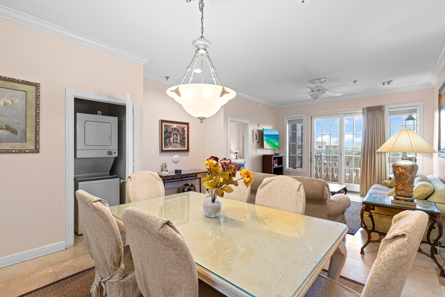 10343 East County Highway 30A, Unit 312D Inlet Beach, FL 32413 - Photo 7 of 19 a view of a dining room with furniture window and wooden floor