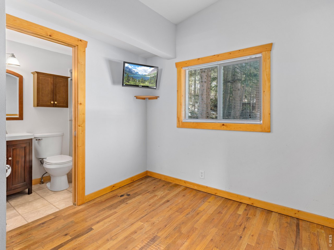 3143 Riverside Drive Lyons, CO 80540 - Photo 17 of 24 a view of an empty room with bathroom and a painting on the wall