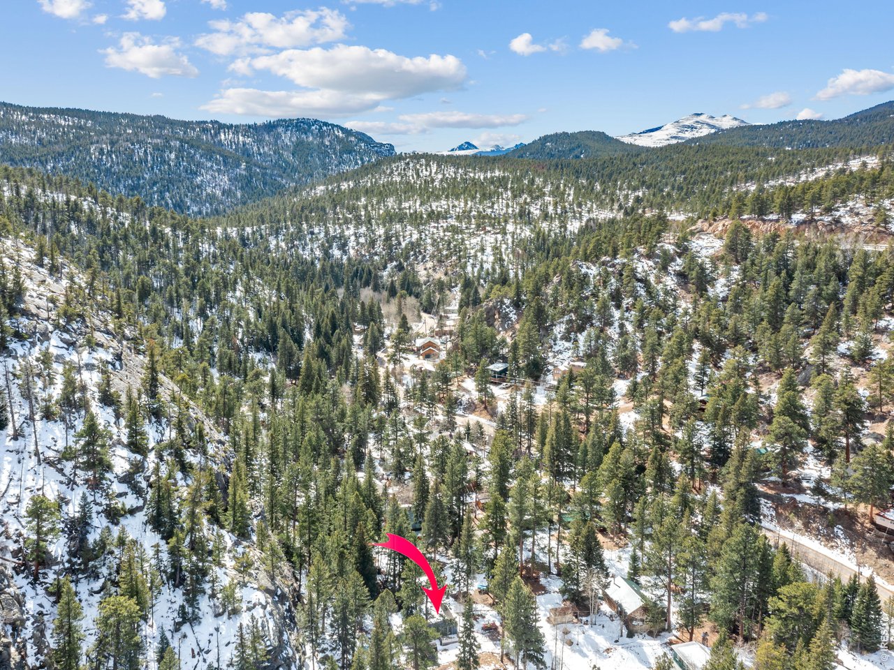 3143 Riverside Drive Lyons, CO 80540 - Photo 3 of 20 Aerial showing cabin in relation to Indian Peaks Wilderness