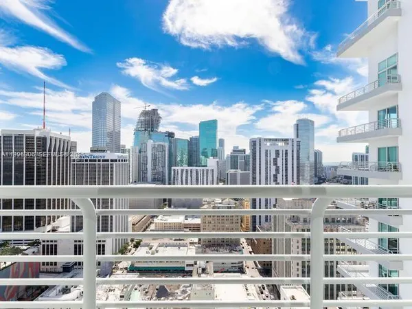 a view of a city that has tall buildings