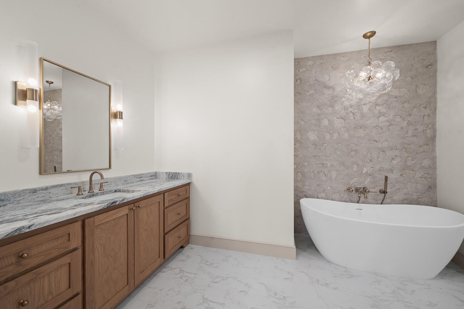 3911 149th Street Lubbock, TX 79423 - Photo 42 of 79 a bathroom with a granite countertop sink and a mirror
