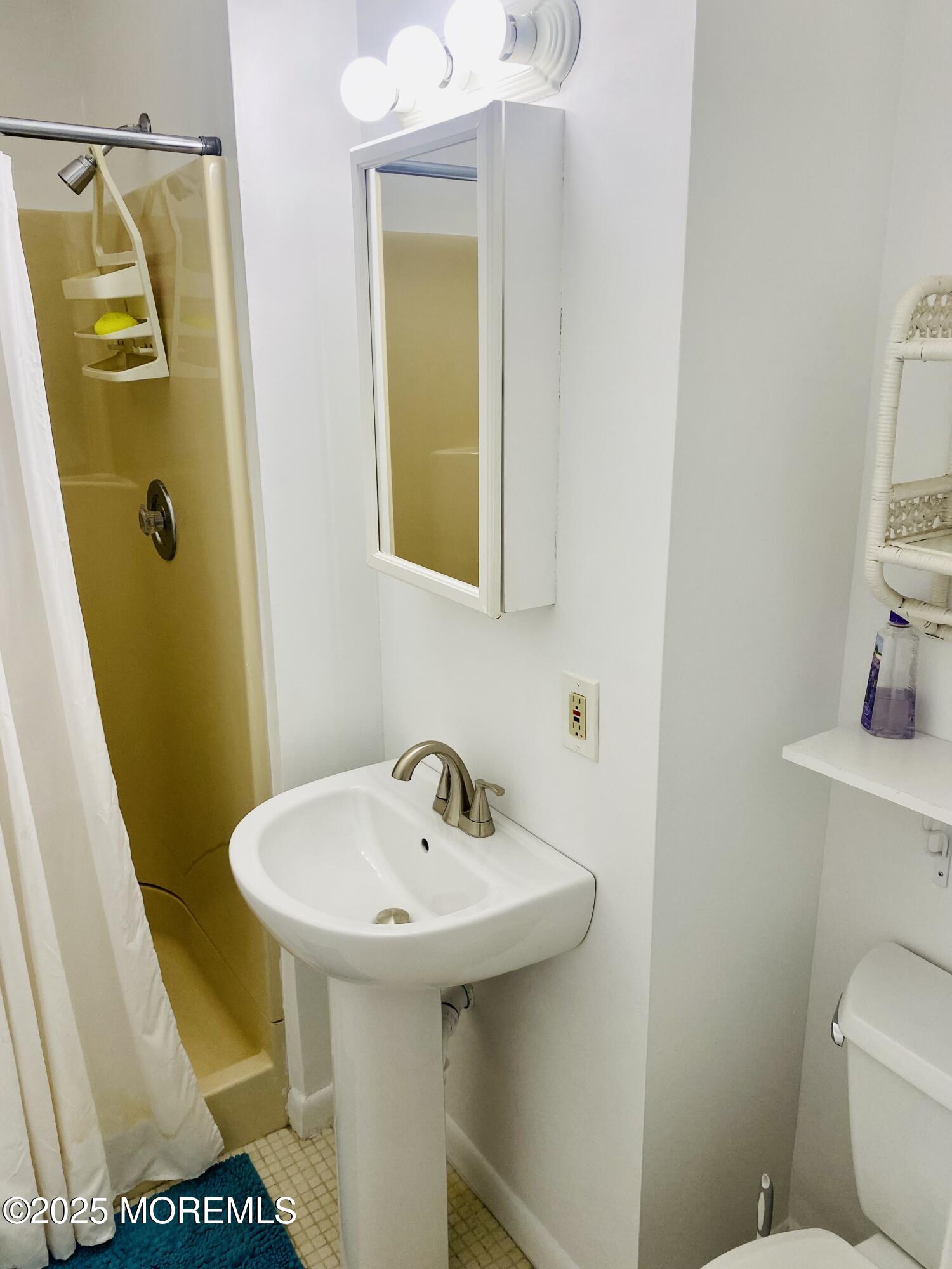4 Camden Avenue, Unit WINTER Lavallette, NJ 08735 - Photo 13 of 13 a bathroom with a sink and mirror with toilet
