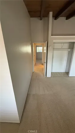 an empty room with a door