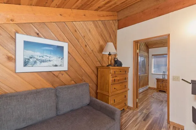 a bedroom with a bed and furniture