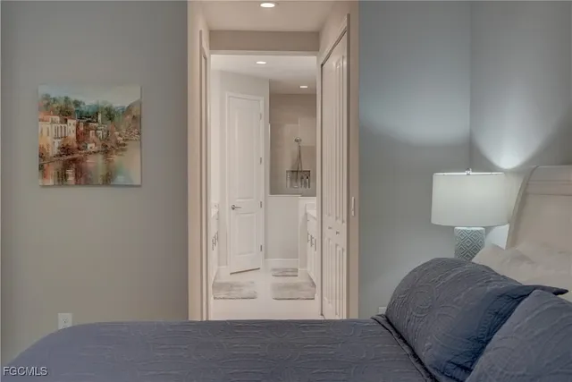 a building outdoor space with patio furniture and potted plants