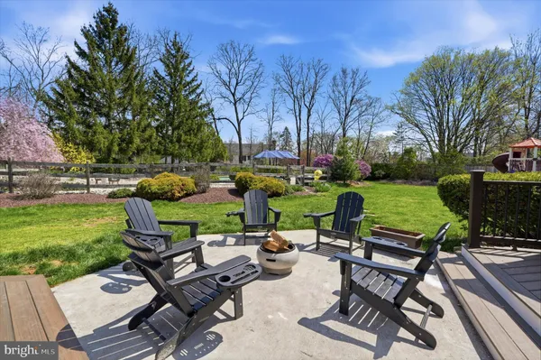 a view of a chairs and table in backyard of the house