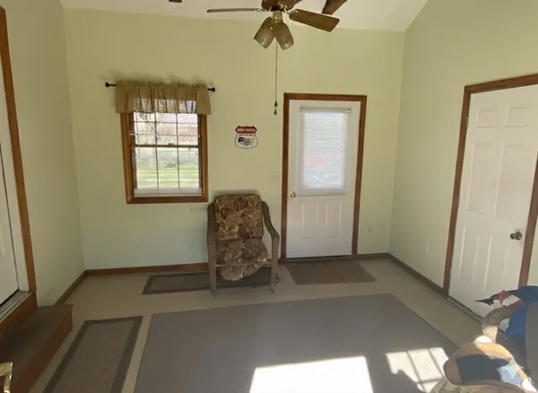 an empty room with windows