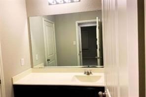 8310 Rose Petals Lane Rosharon, TX 77583 - Photo 18 of 31 The well-appointed secondary bathroom features a spacious vanity with ample counter space, a large mirror, and neutral finishes, offering comfort and convenience for family and guests.