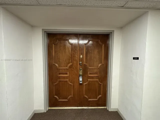 a view of a wooden door