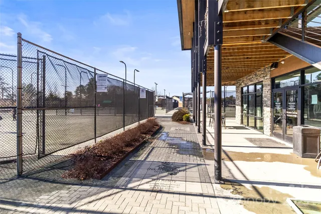 a view of a building with a street