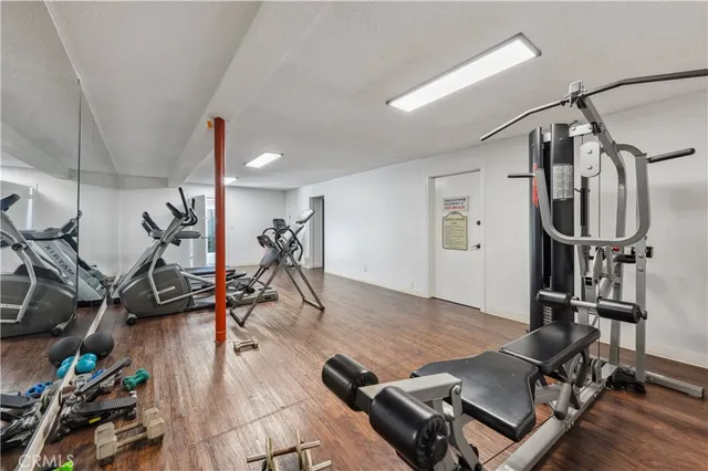 a view of a room with gym equipment