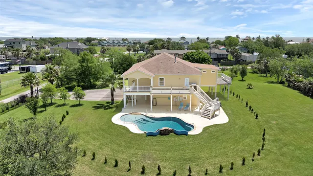 an aerial view of a house