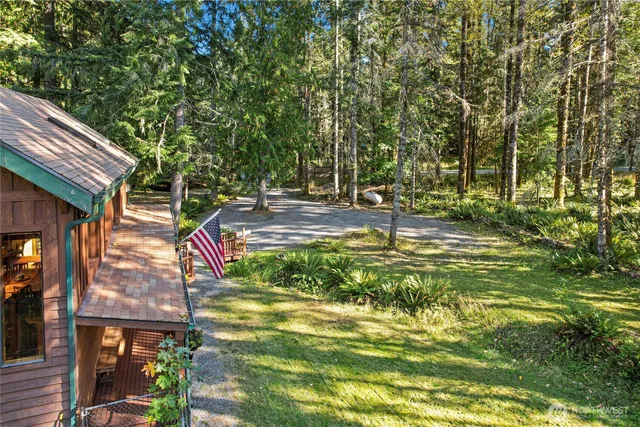 an outdoor view with patio