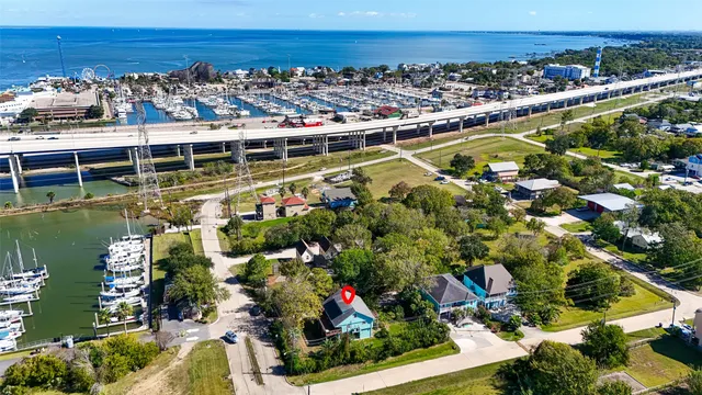 a view of a city with ocean