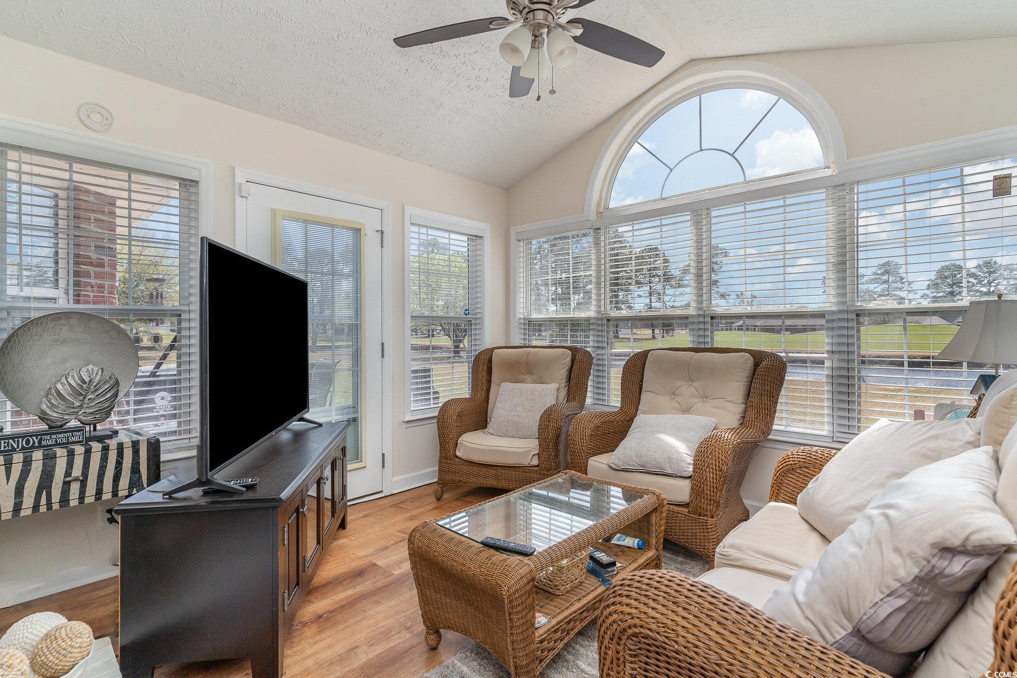 650 Bucks Trail Longs, SC 29568 - Photo 12 of 30 Living room featuring ceiling fan, a textured ceil