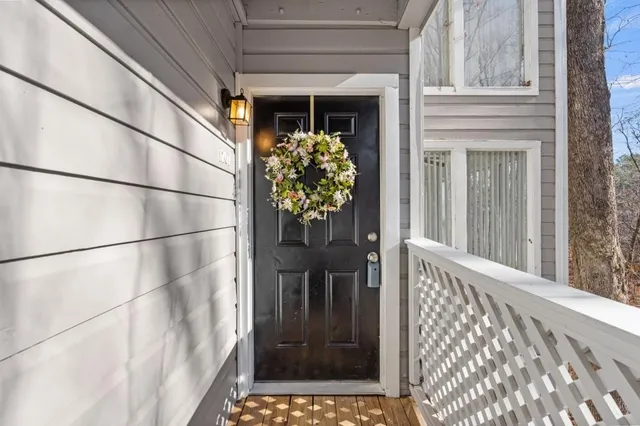 a view of a wooden door
