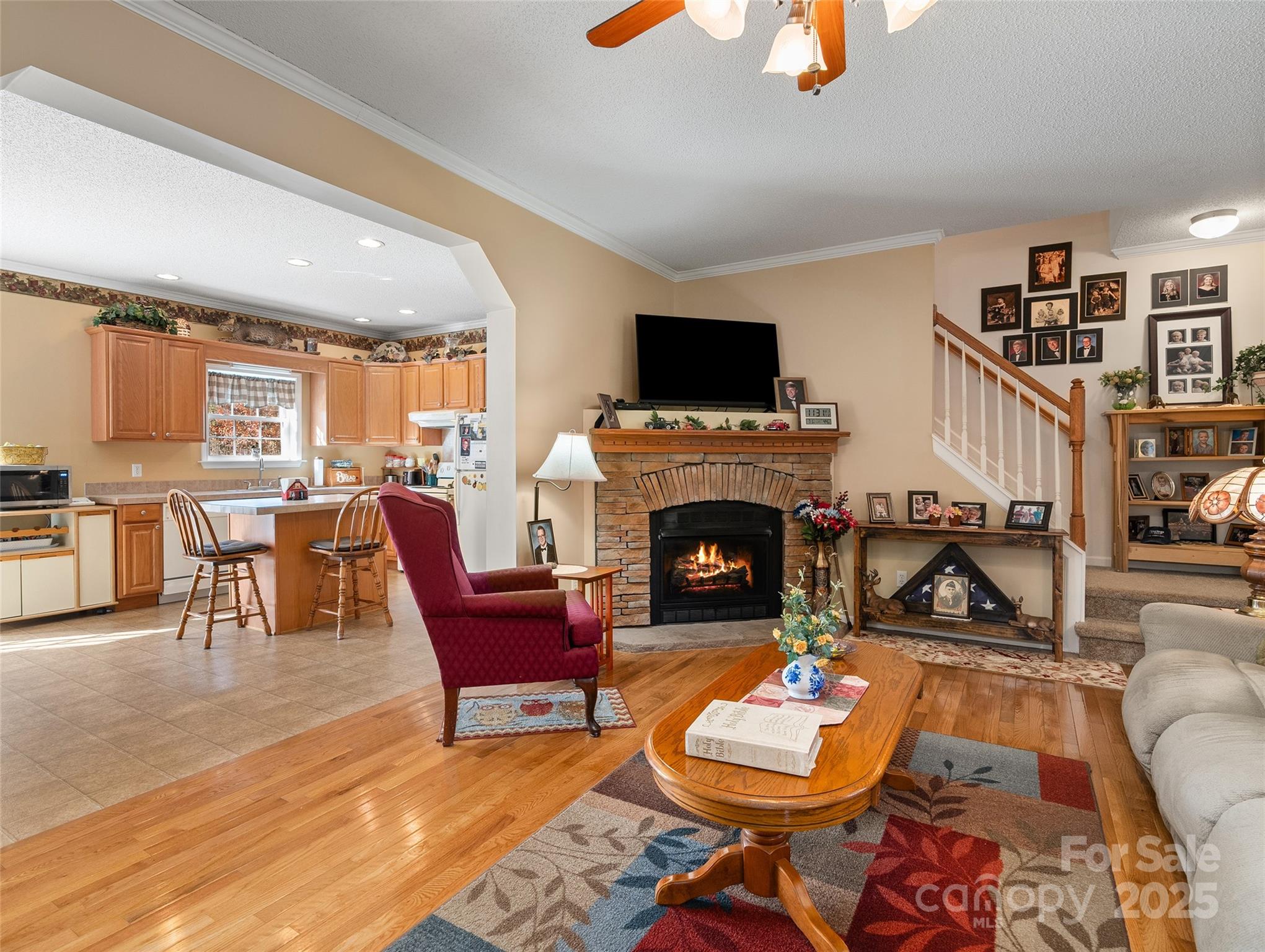 70 Pierce Elders Road Whittier, NC 28789 - Photo 5 of 36 a living room with furniture a flat screen tv and a fireplace
