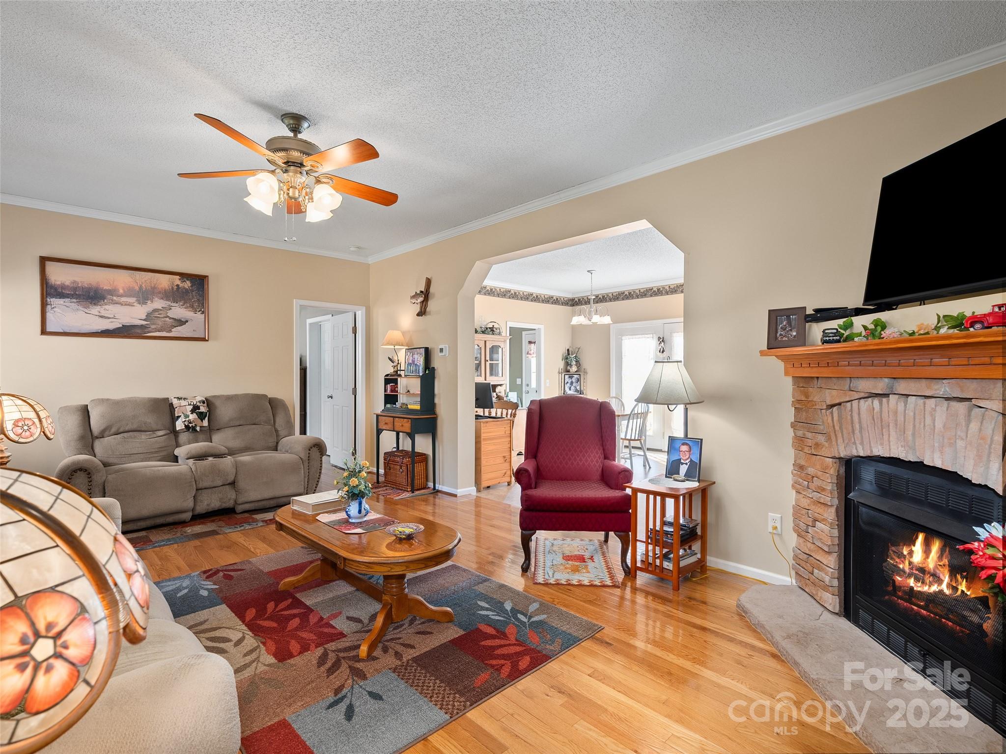 70 Pierce Elders Road Whittier, NC 28789 - Photo 6 of 36 a living room with furniture a fireplace and flat screen tv