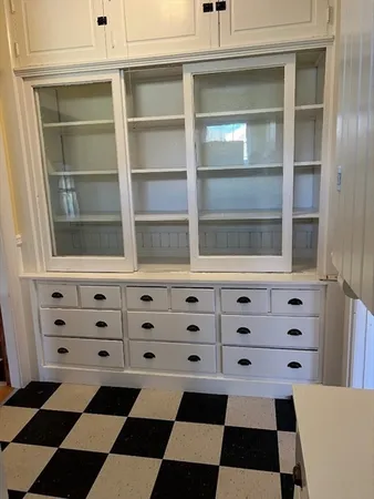 a black and white checkered floor