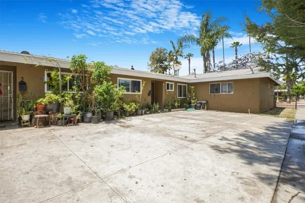 a view of a house with a patio