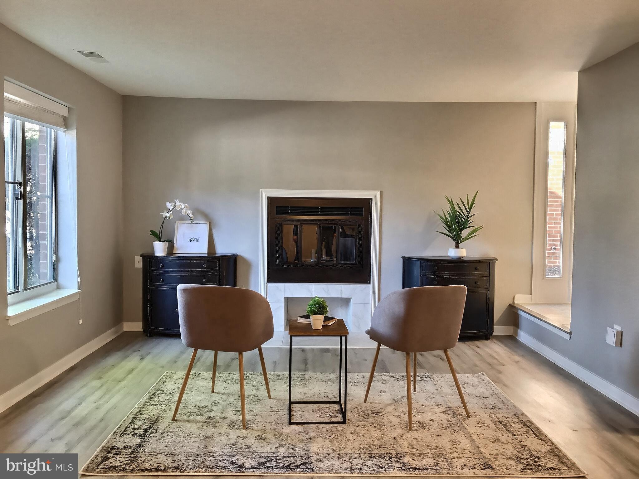 Living room with fireplace