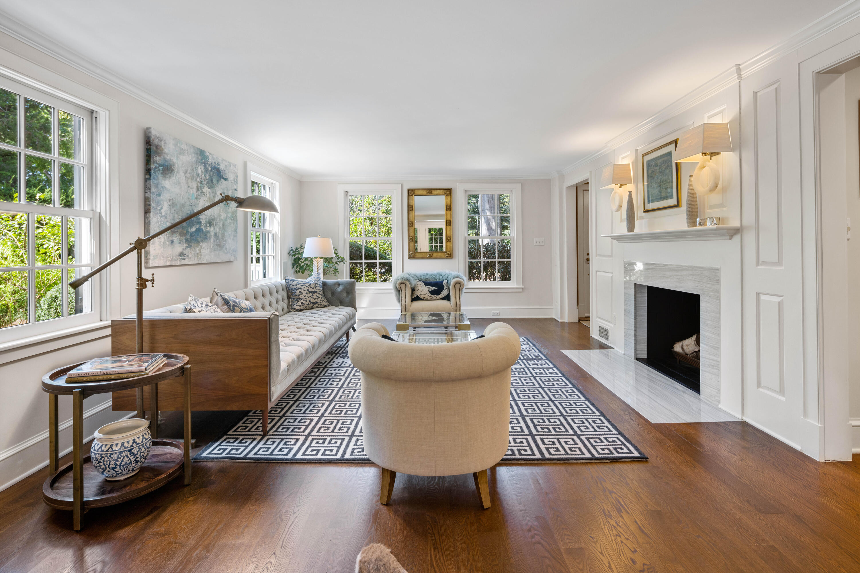7 Berry Lane Darien, CT 06820 - Photo 9 of 27 a living room with furniture and a fireplace