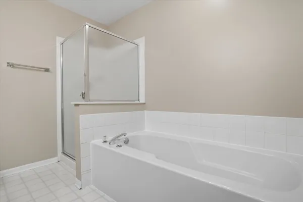 a bathroom with a bathtub