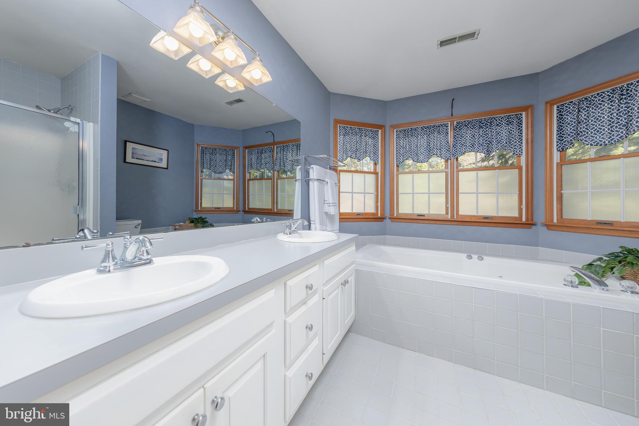 124 Pitman Downer Road Sewell, NJ 08080 - Photo 21 of 71 a spacious bathroom with a granite countertop tub sink and mirror