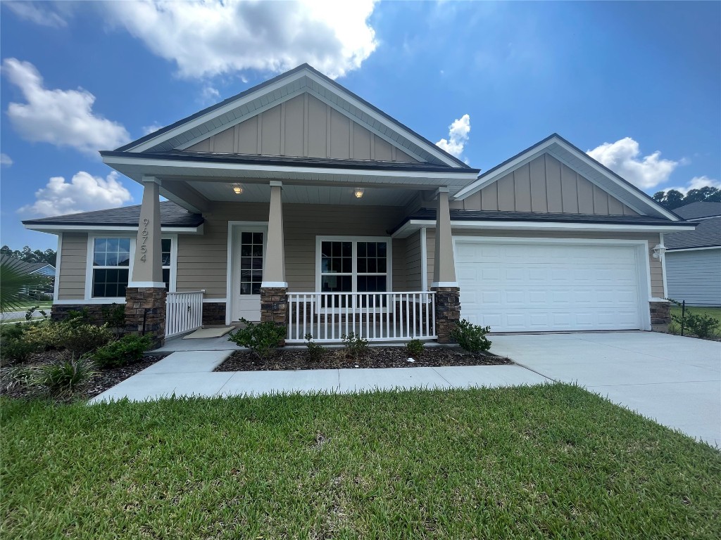 a view of a porch in front of house
