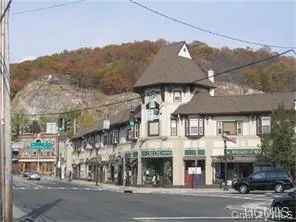 a view of a building and a street