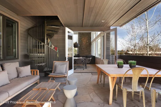 a outdoor space with furniture