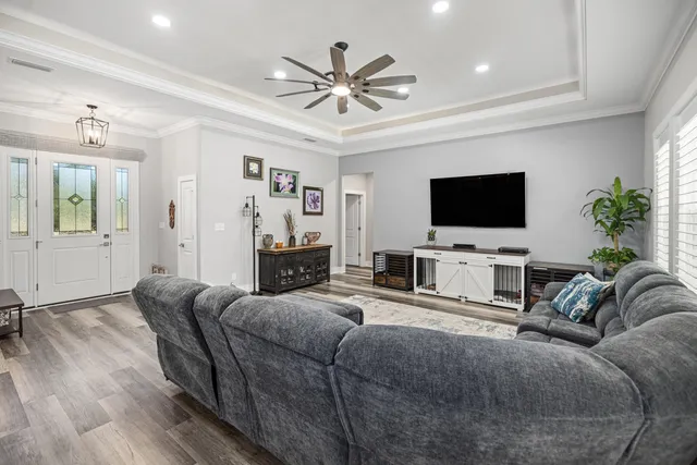 a living room with furniture