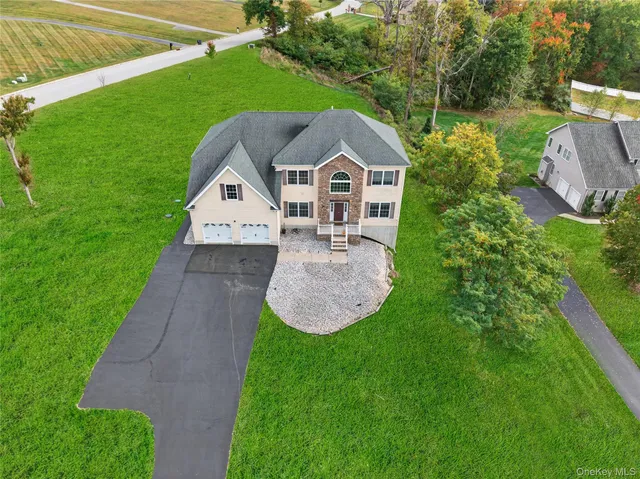 an aerial view of a house