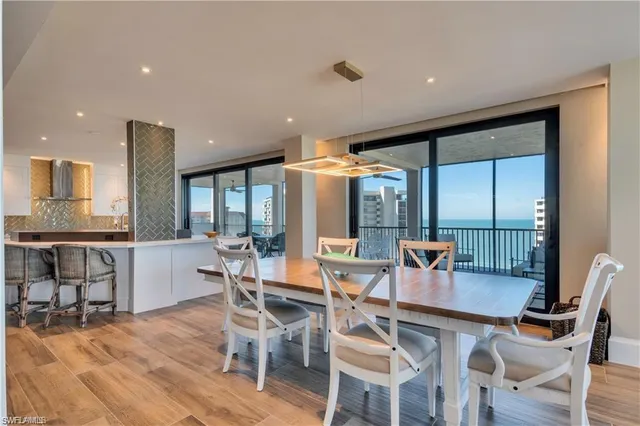 a view of a balcony with furniture