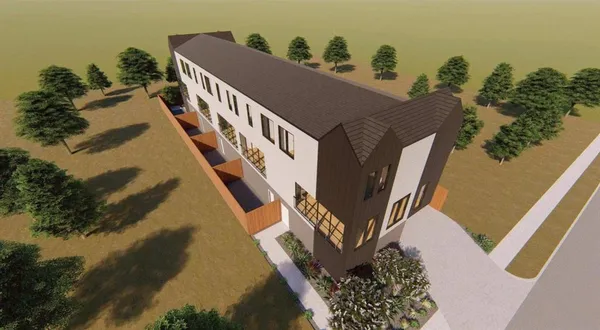 an aerial view of a house