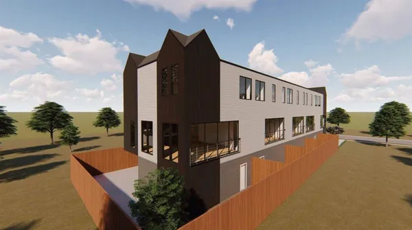 a view of a building with many windows