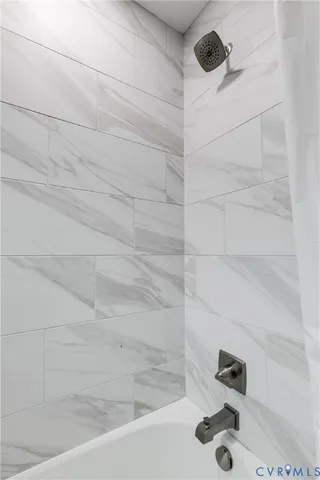 a bathroom with a bathtub