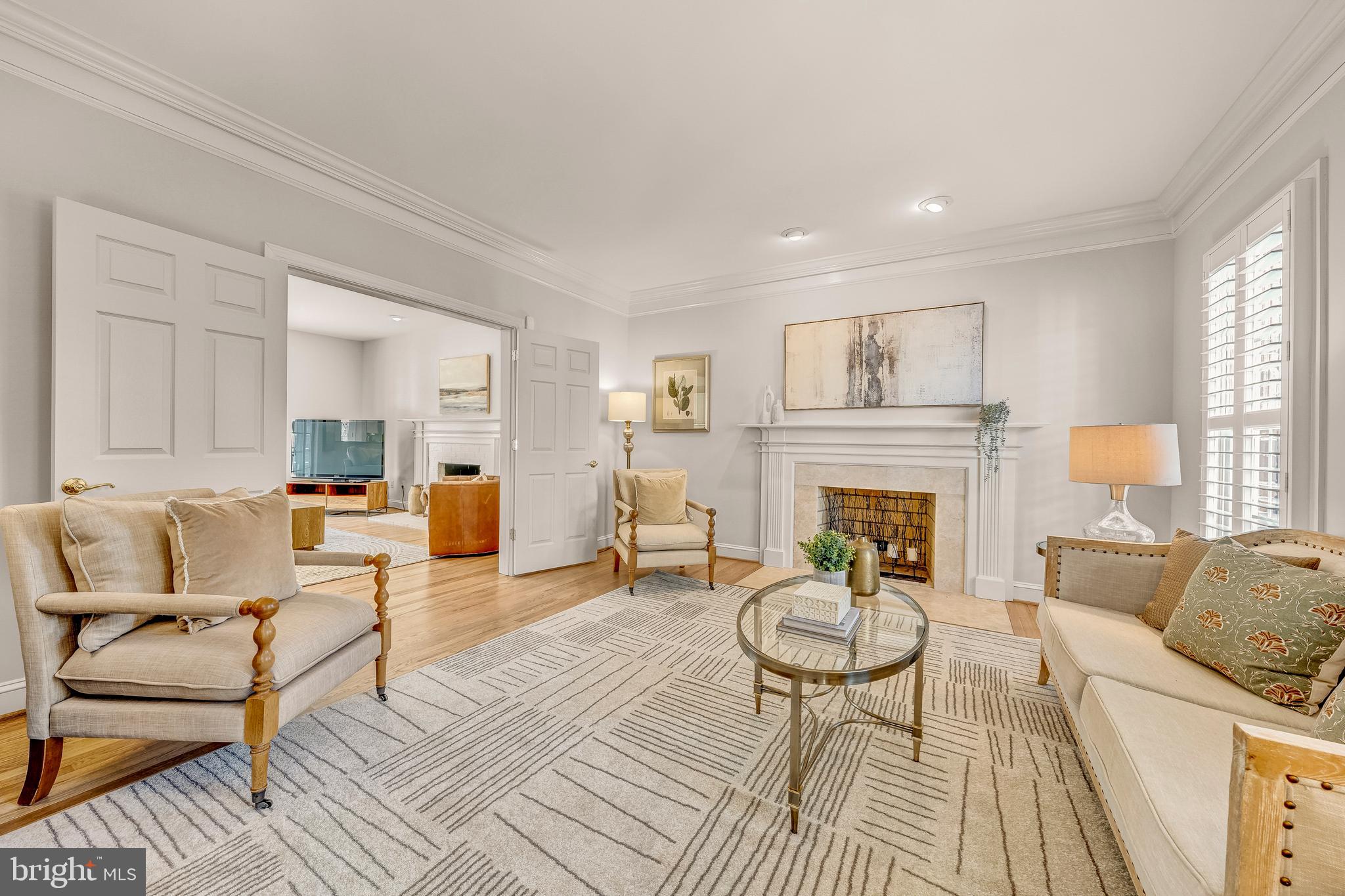 1609 Brookside Road McLean, VA 22101 - Photo 5 of 46 Formal Living Room: Stone Fireplace Surround