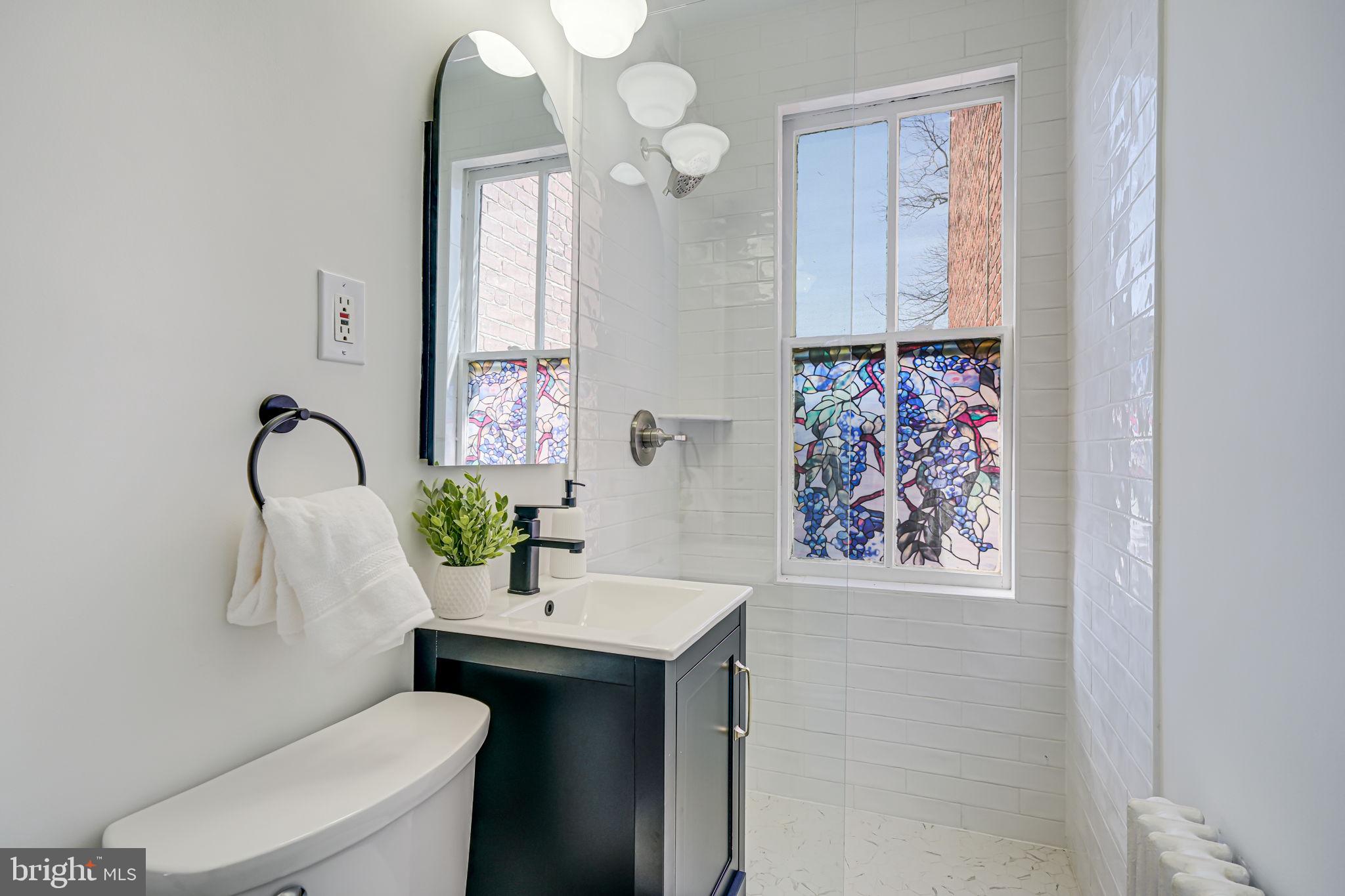 106 3rd Street Northeast Washington, DC 20002 - Photo 28 of 63 a bathroom with a sink a toilet and a mirror