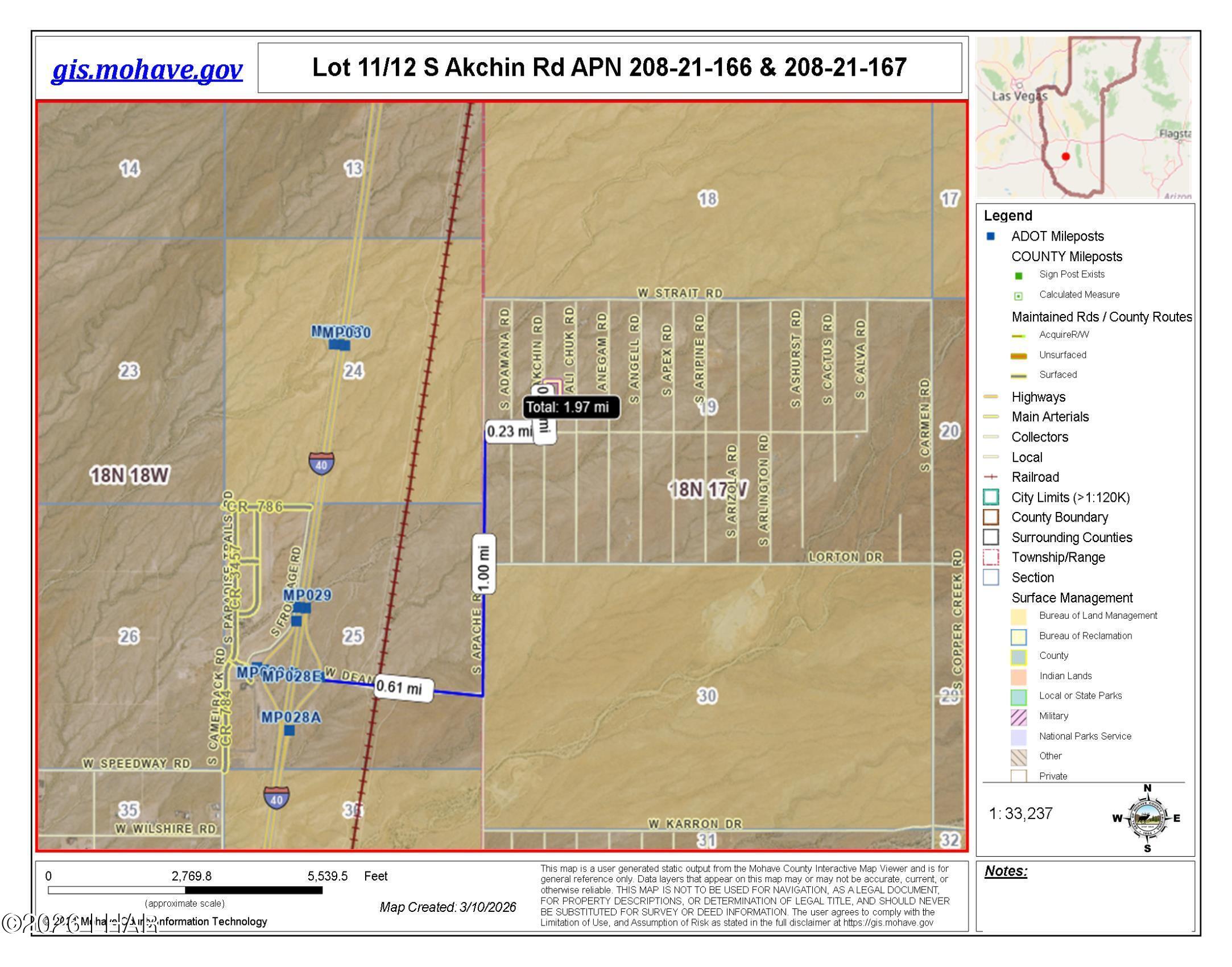 Lot 11-12 South Akchin Road Yucca, AZ 86438 - Photo 17 of 17 Lot 11:12 S Akchin Road. Driving Map