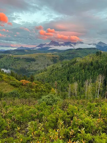a view of a lake with a mountain in the back