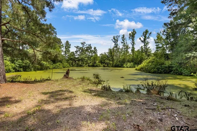 a view of a lake with a yard